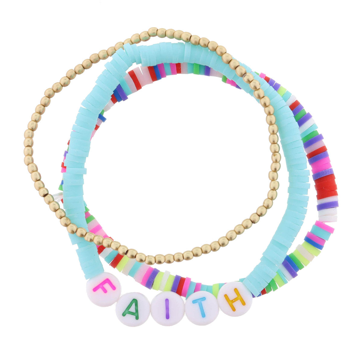 Kids Set of 3 "Faith" Beads Bracelet