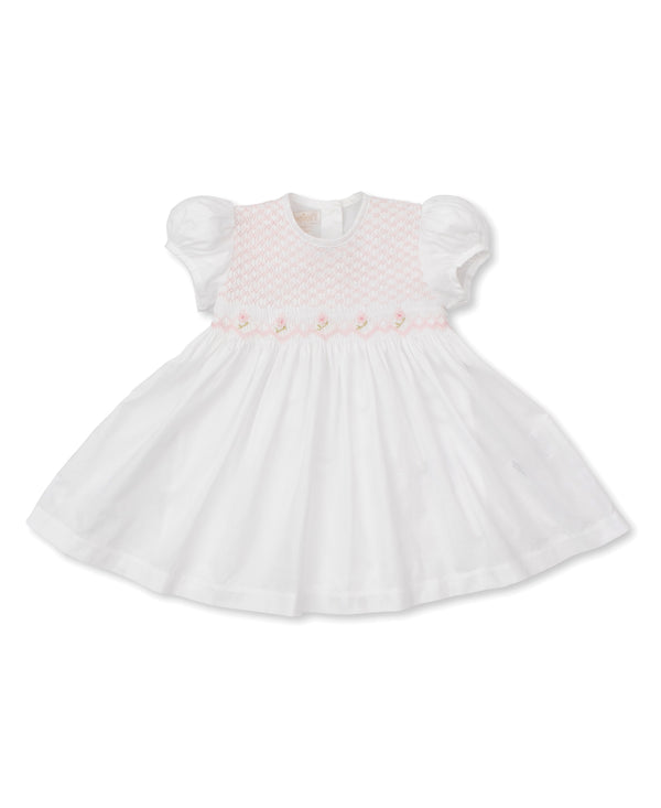 White Hand Smocked Woven Dress
