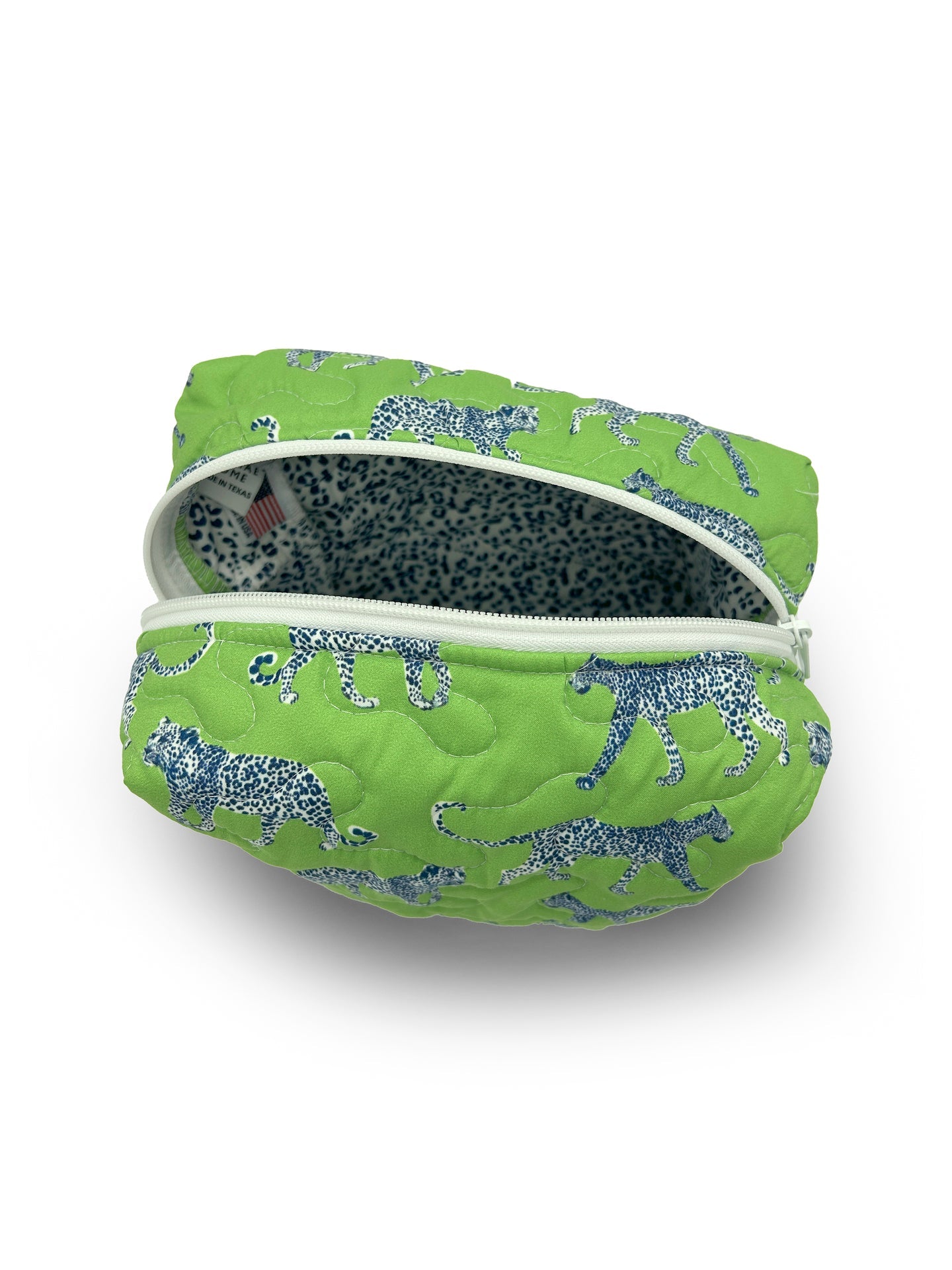 Leilani Leopard Green Quilted Lg Makeup Bag