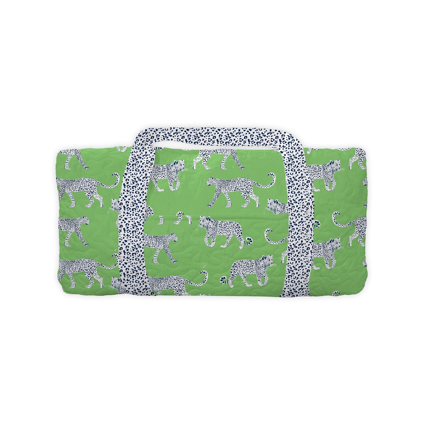 Leilani Leopard Green Quilted Duffle Bag