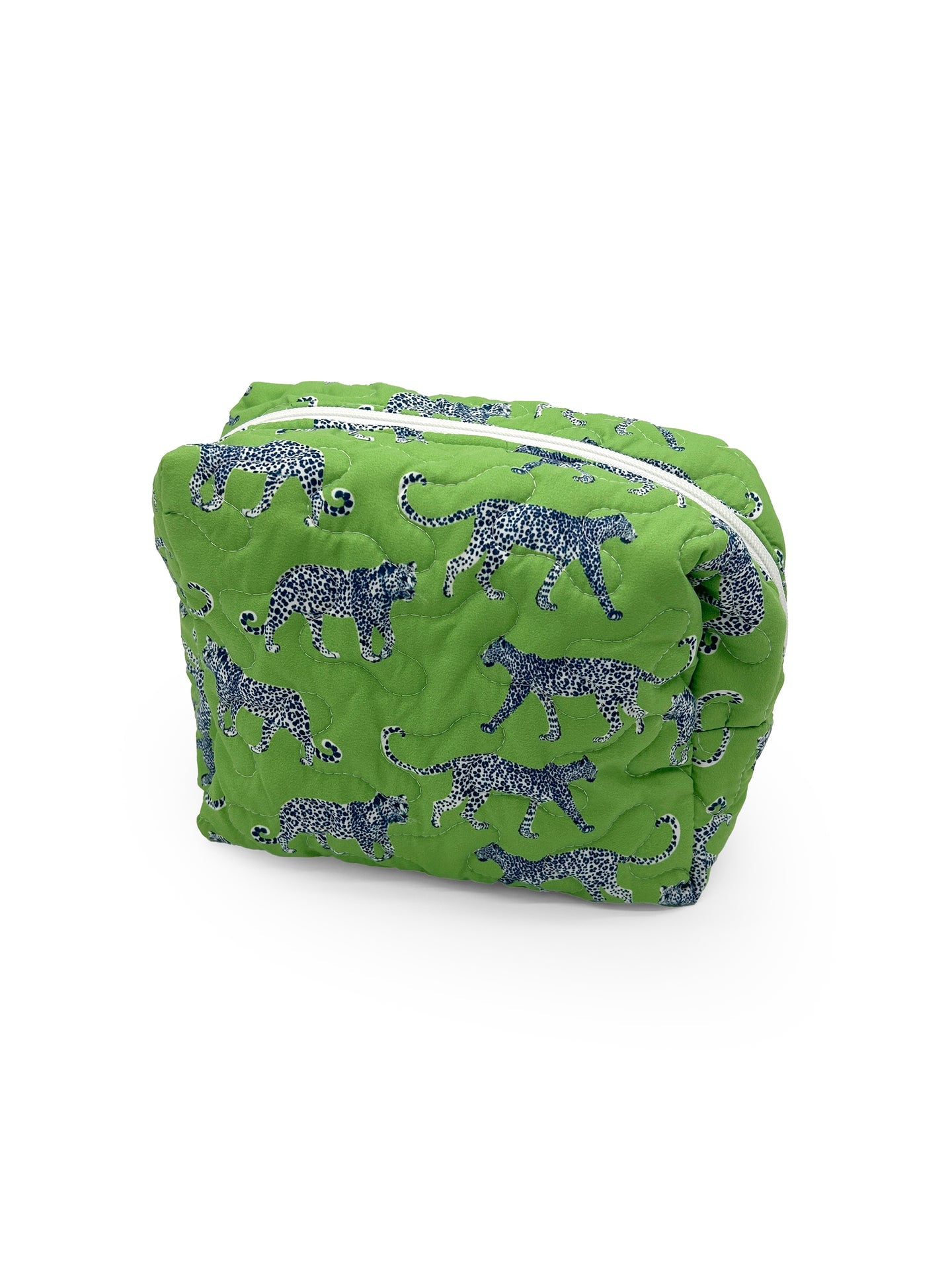 Leilani Leopard Green Quilted Lg Makeup Bag