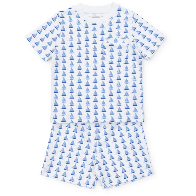 Boys Blue Sailboats Short Set