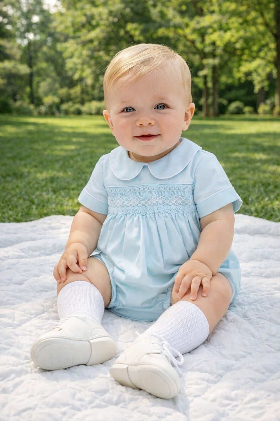 Hand smocked Mint Baby Bubble