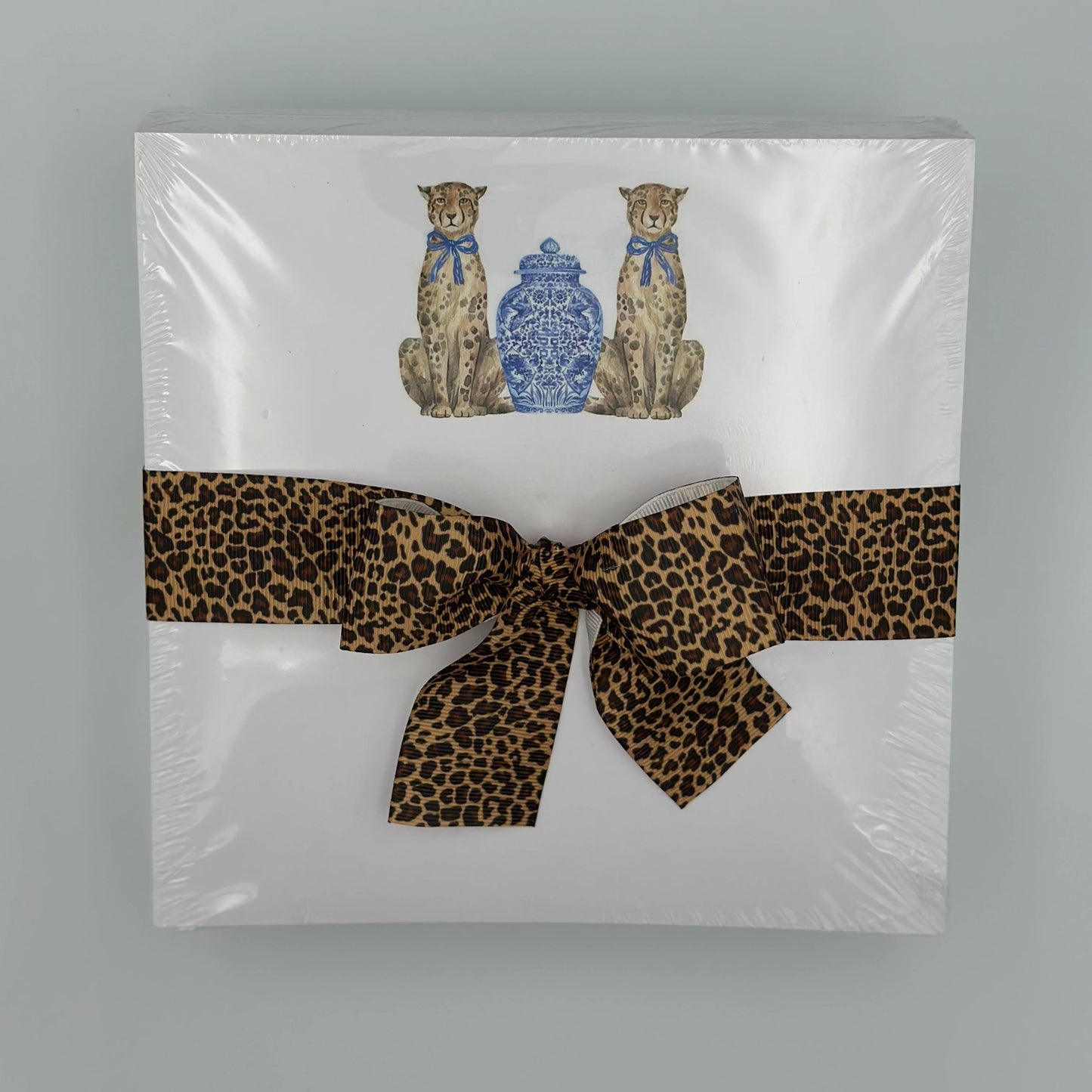 Cheetah and ginger jar w cheetah ribbon
