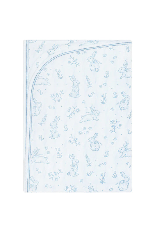 Blue Bunny Toile Blanket