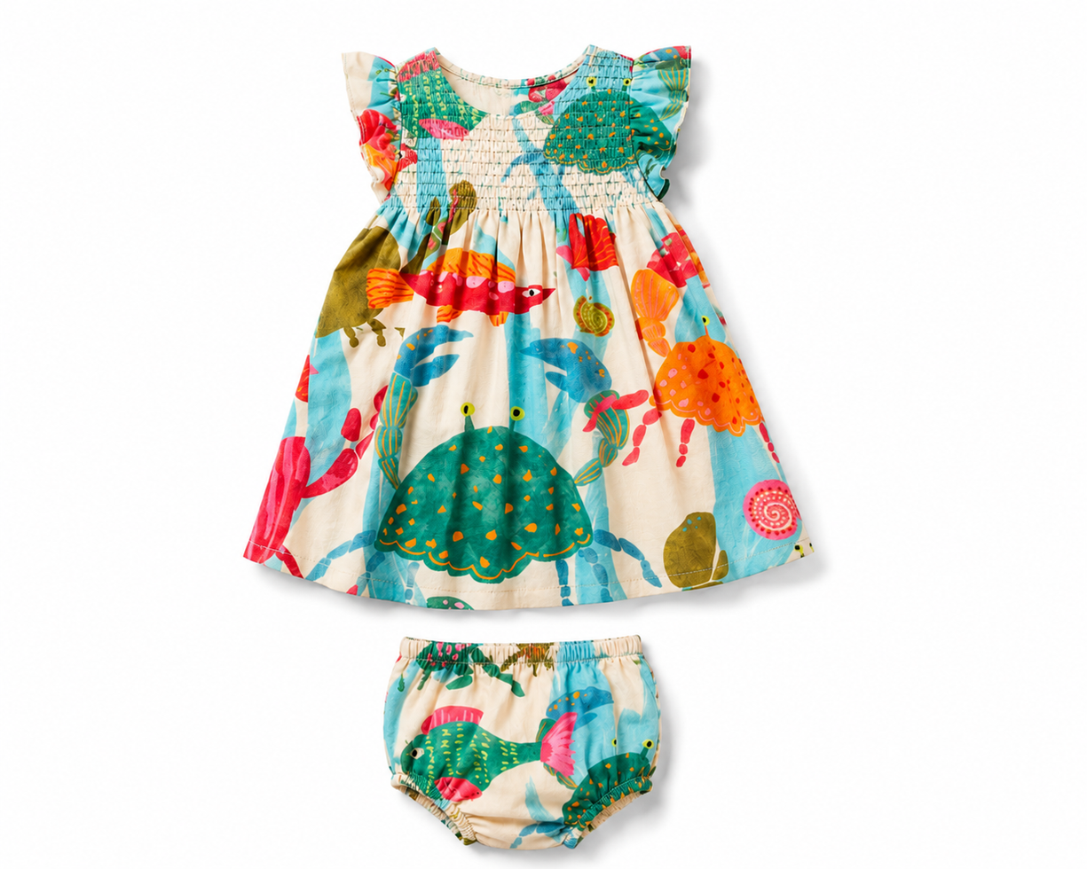 Smocked Olive Set - Sea Animals