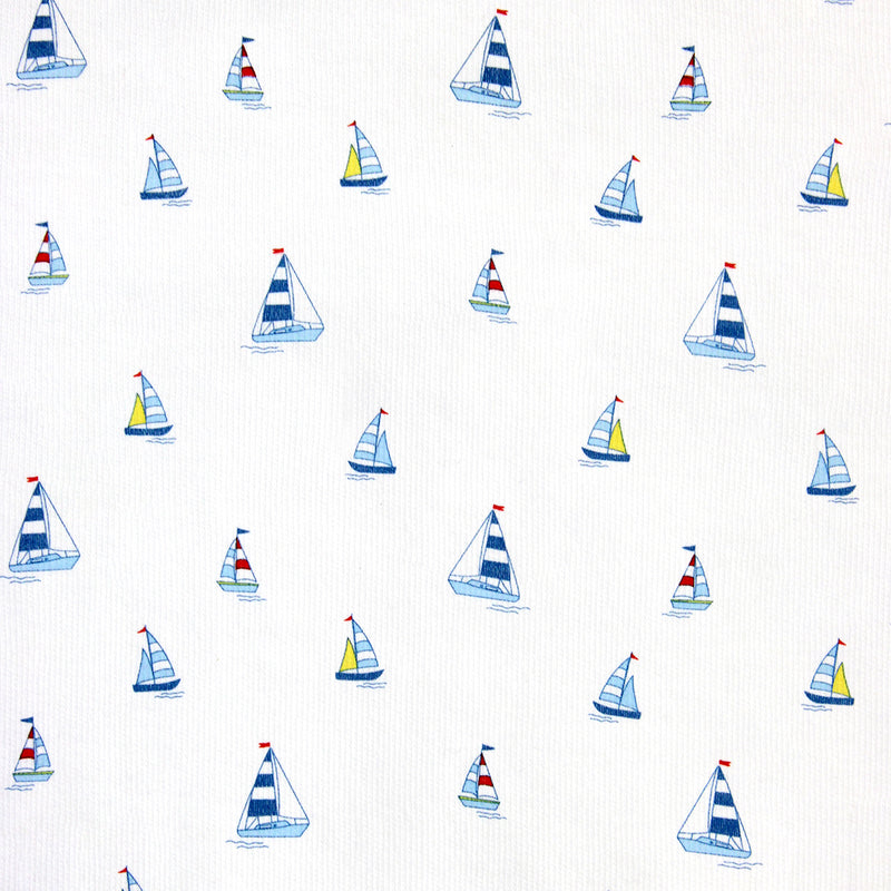 Sailboat Print Zip Footie