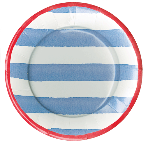 Cafe stripe blue/red - salad/dessert plates
