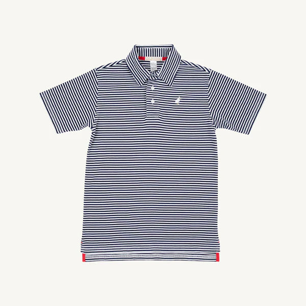 Prim & Proper Polo Short Sleeve - Nantucket Navy Stripe
