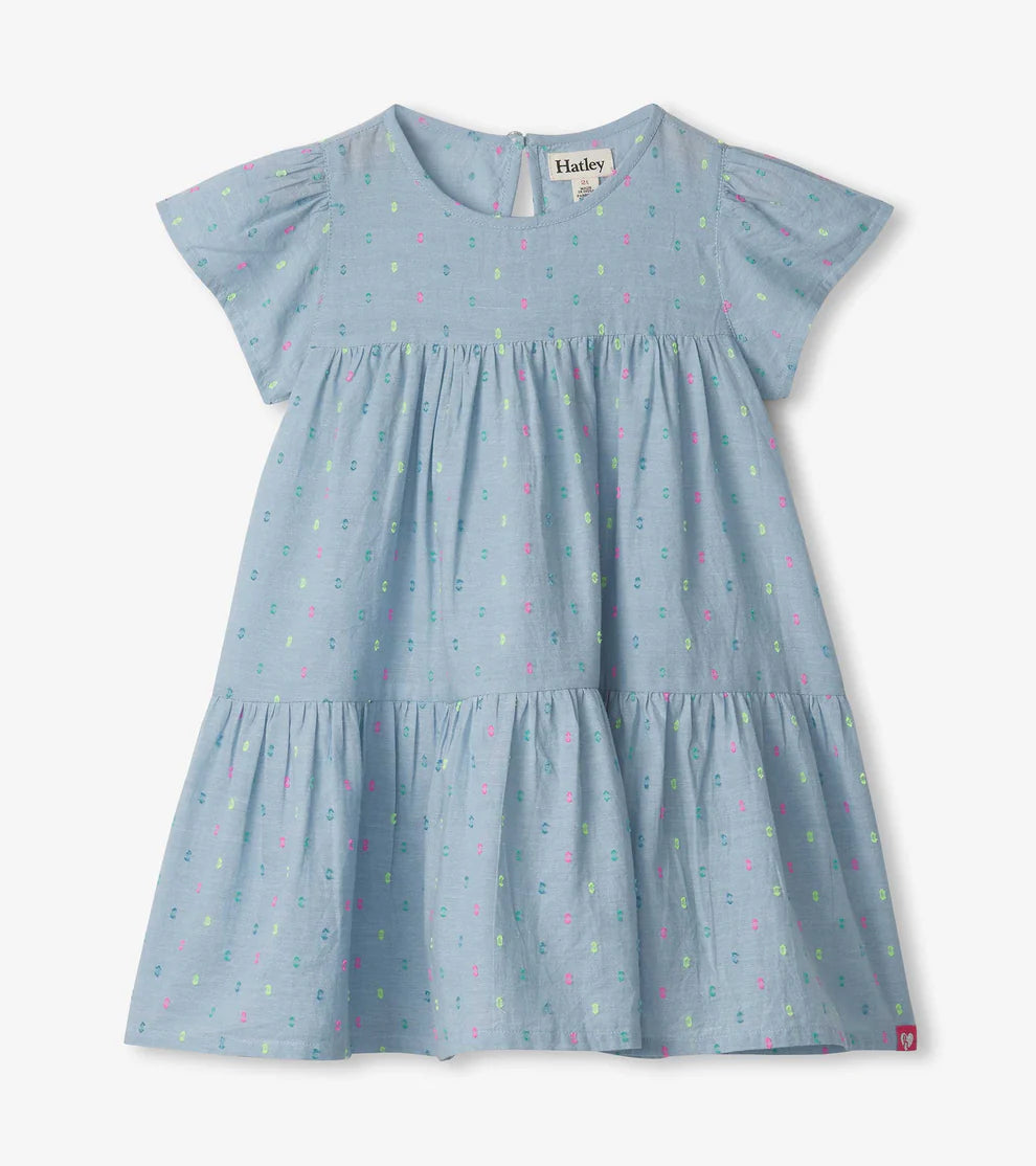 Bright Spot Chambray Woven Puff Dress