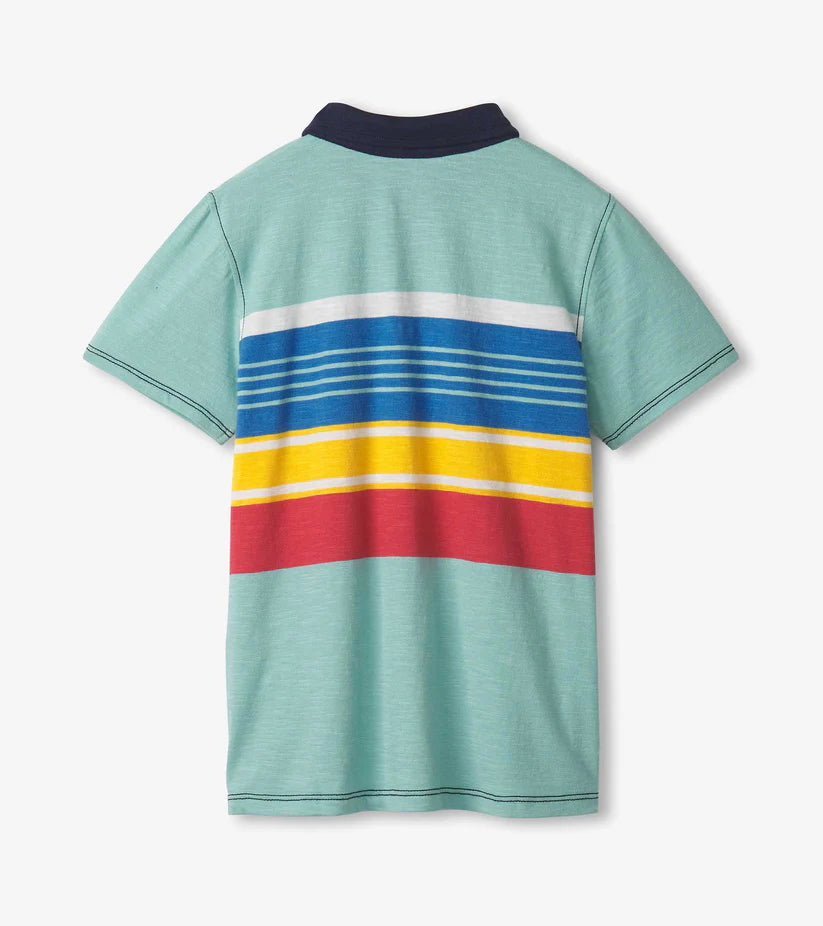 Nile Blue Stripes Polo Tee