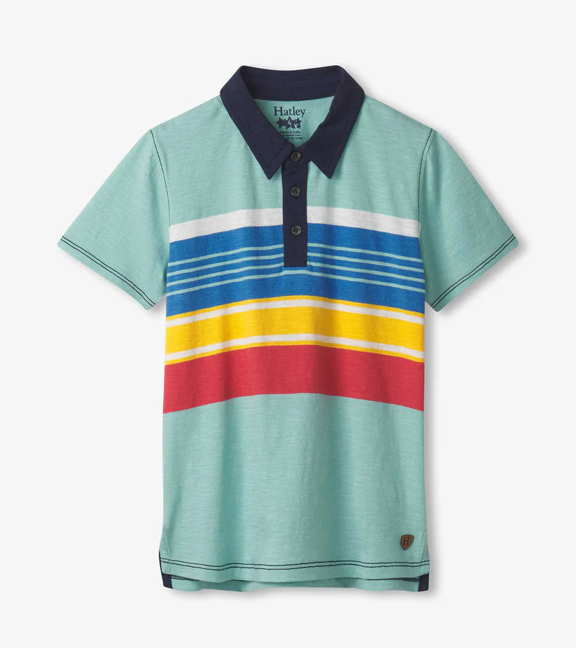 Nile Blue Stripes Polo Tee