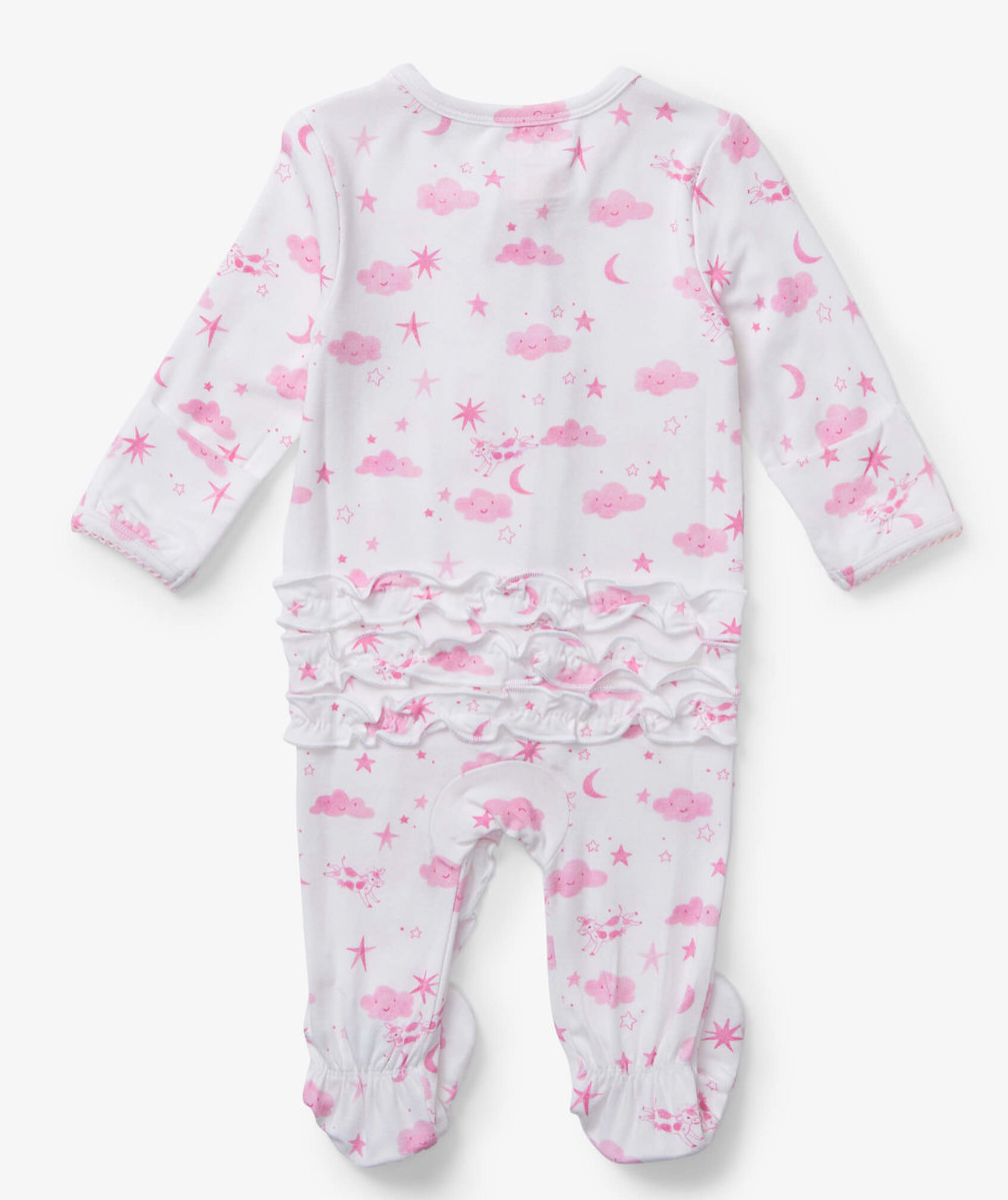 Starry Night Pink Baby Ruffle Bum Footie