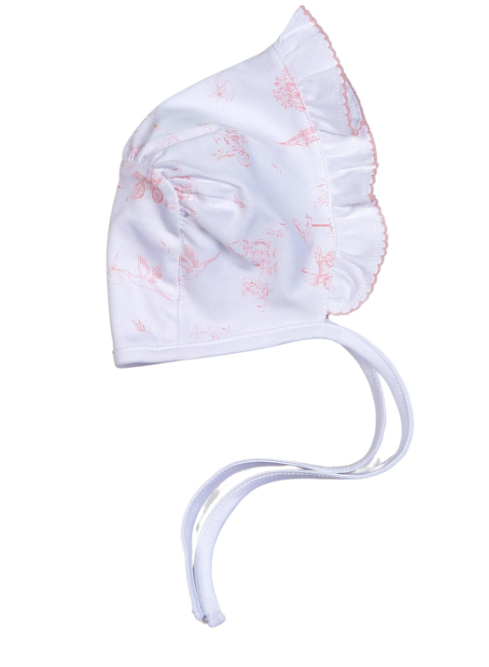 Pink Baby Toile Converter Gown + Bonnet
