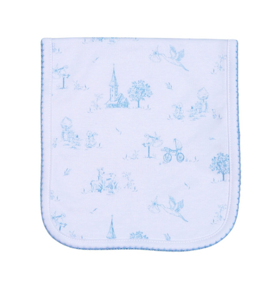 Blue Baby Toile Pima Burp Pad