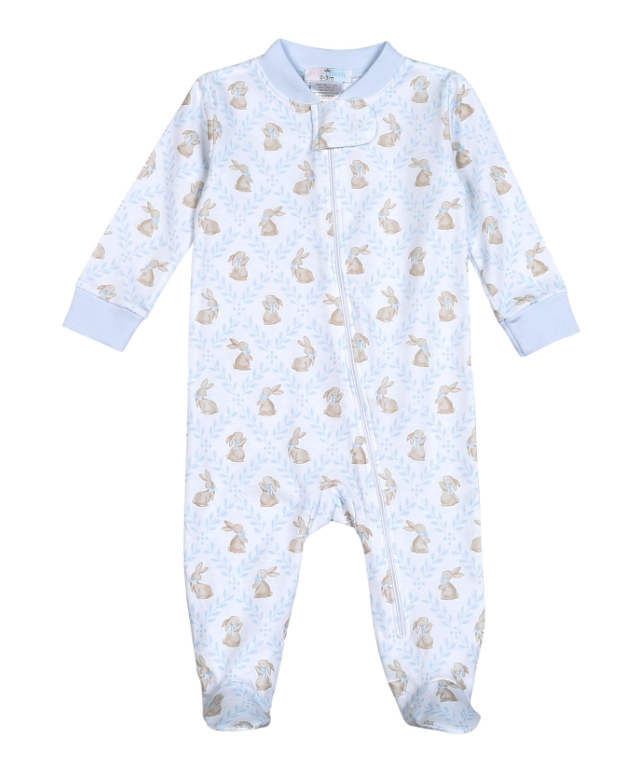 Blue Easter Bunnies Zipper Footie