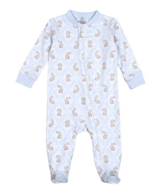 Blue Easter Bunnies Zipper Footie