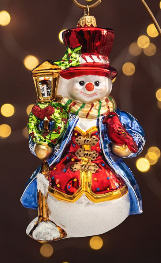 Stylish Snowman by Lamp Post