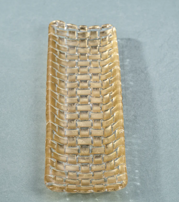 Braided Rectangular Glass Tray