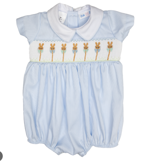 Lt Blue Bunny Smock Bubble Noah