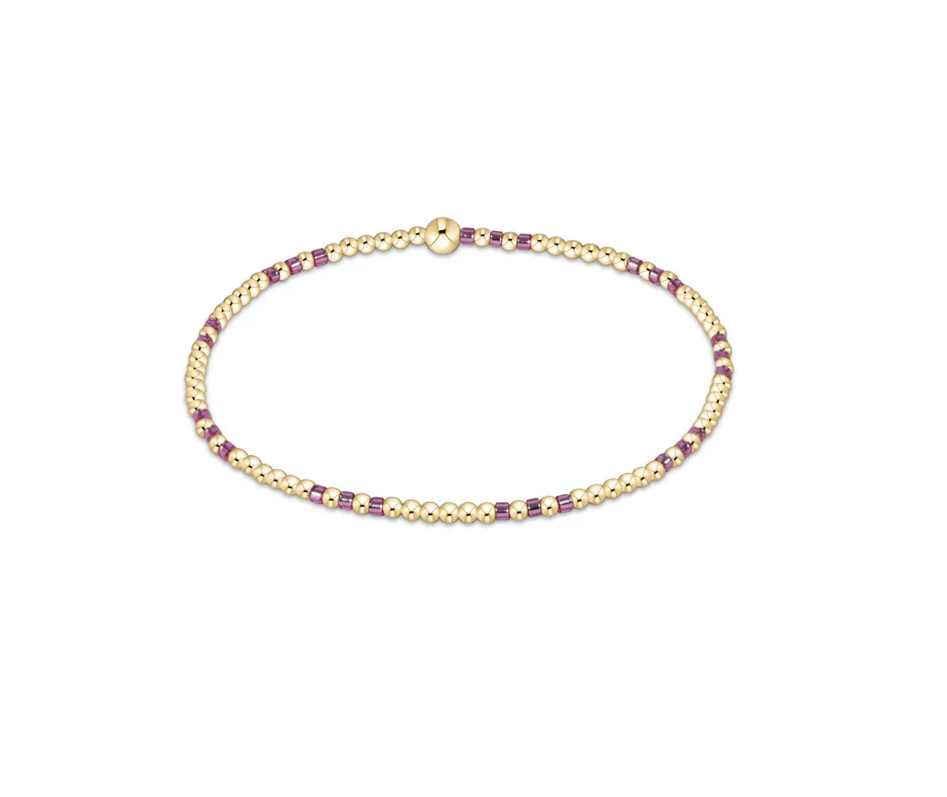 Hope Joy Pattern 2mm Bead Bracelet - Pink Metallic