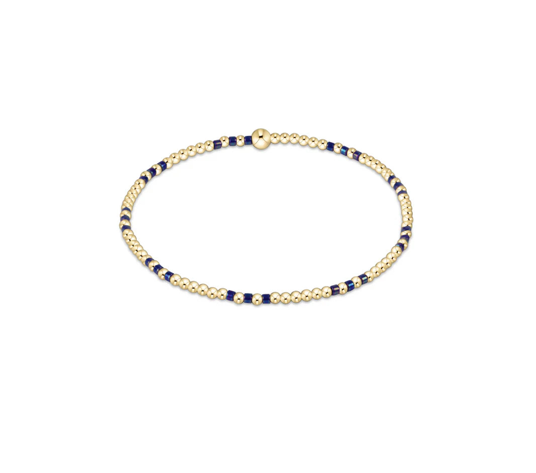 Hope Joy Pattern 2mm Bead Bracelet - Blue Metallic