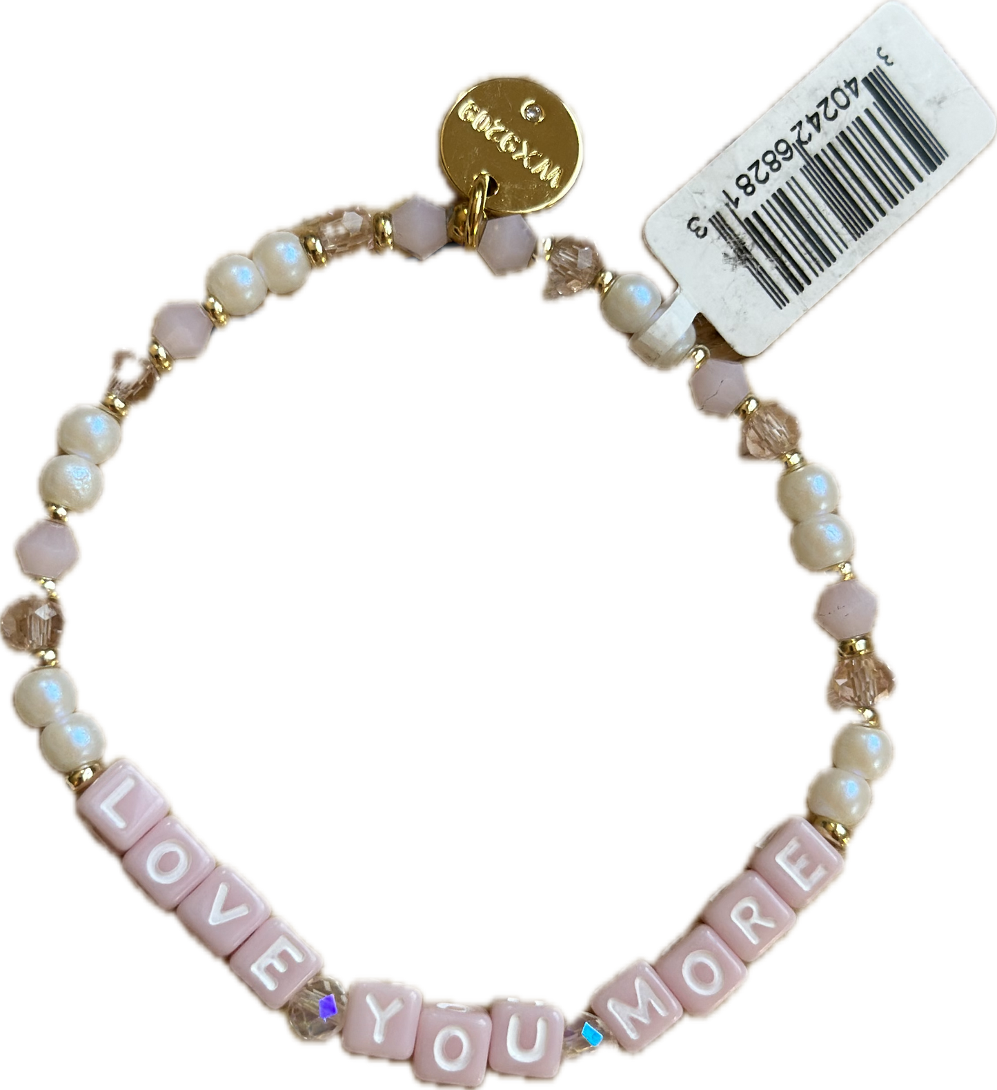 Love You More Pink Beaded Letter Bracelet