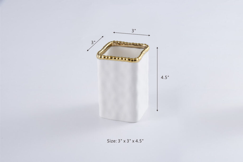 Toothbrush Holder w/ Gold Rim