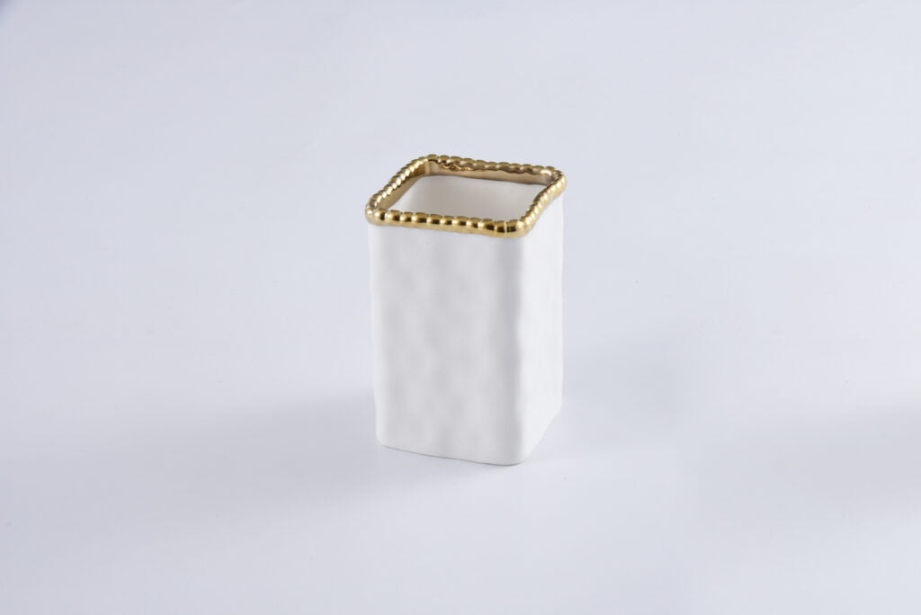 Toothbrush Holder w/ Gold Rim