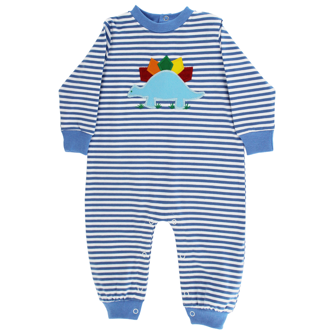 Dino Blue Stripe Romper