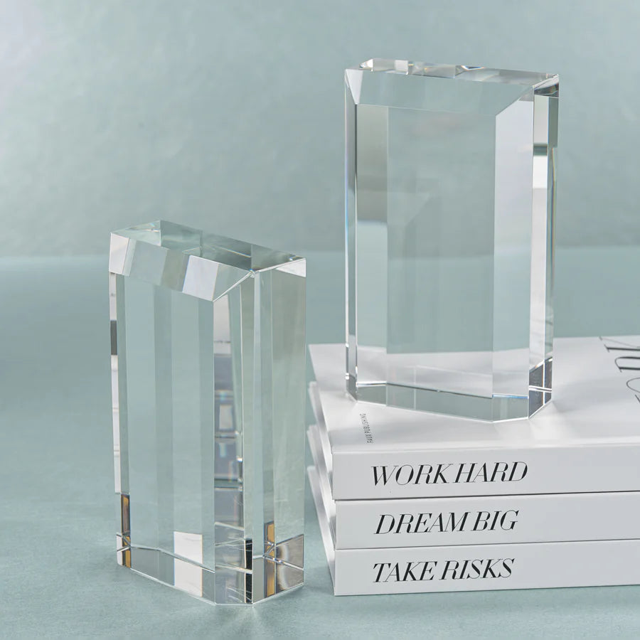 Claire Crystal Glass Bookends - Set