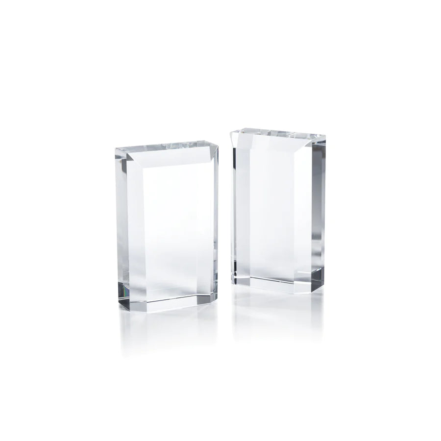 Claire Crystal Glass Bookends - Set