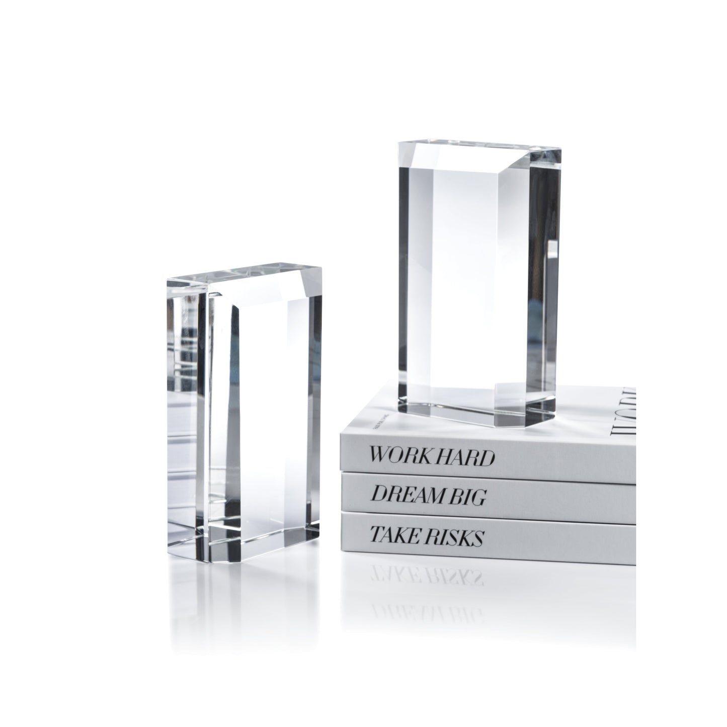 Claire Crystal Glass Bookends - Set