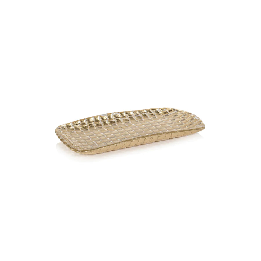 Braided Rectangular Glass Tray