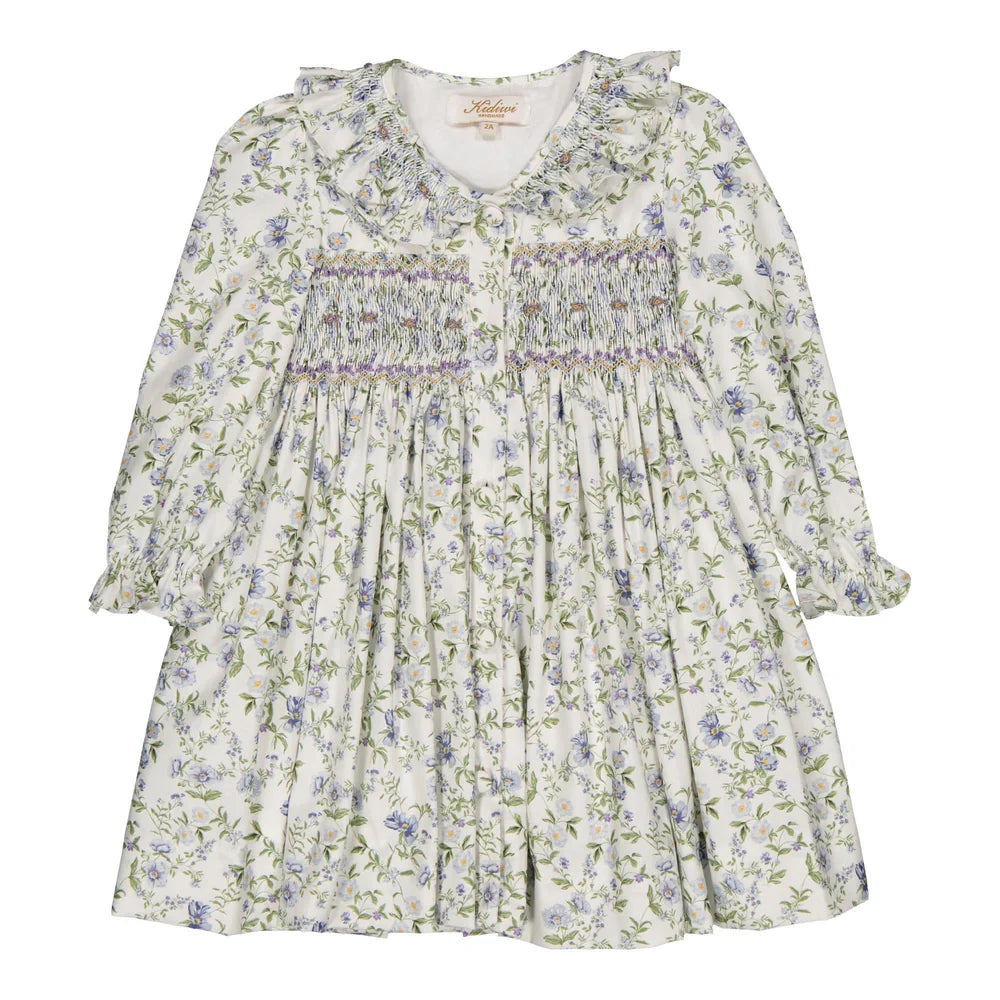 Adeline Smocked Dress Romantic Print w/Blue Flowers
