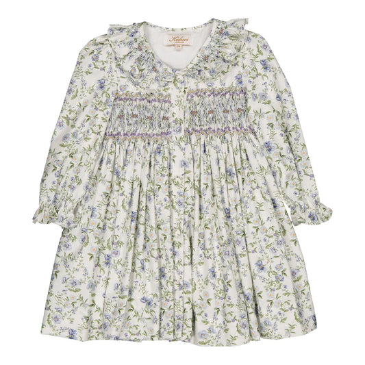 Adeline Smocked Dress Romantic Print w/Blue Flowers