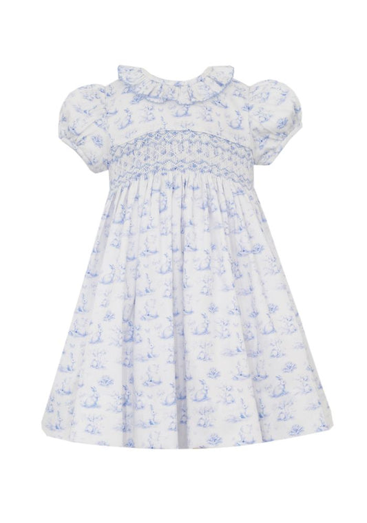 Blue Bunny Toille Dress w/Ruffle Collar
