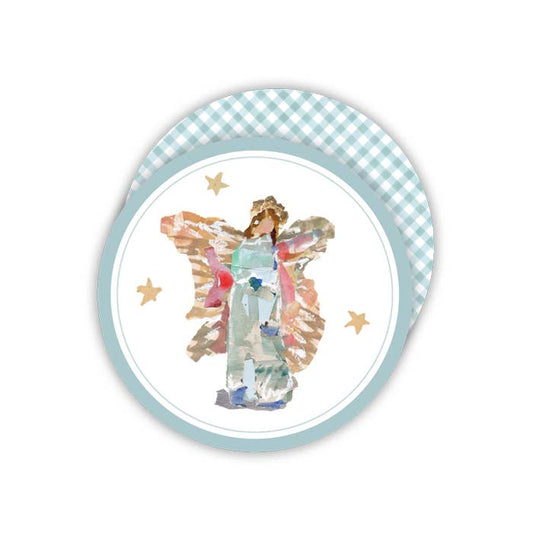 Blue Angel with Gingham Round Coaster