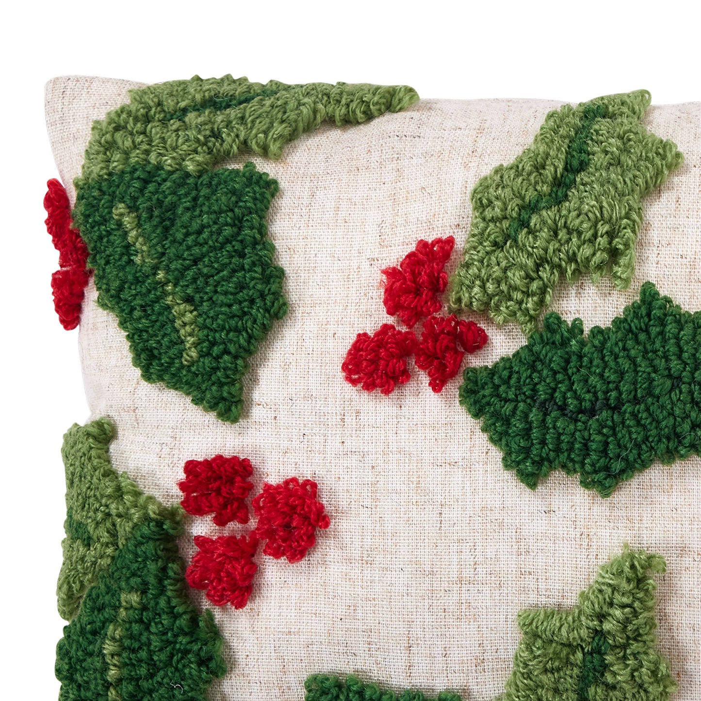 Holly w/Berries Tufted Pillow