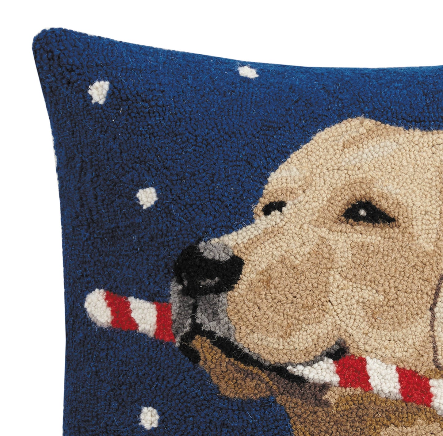Golden Labrador Dog With Candy Cane Hook Pillow