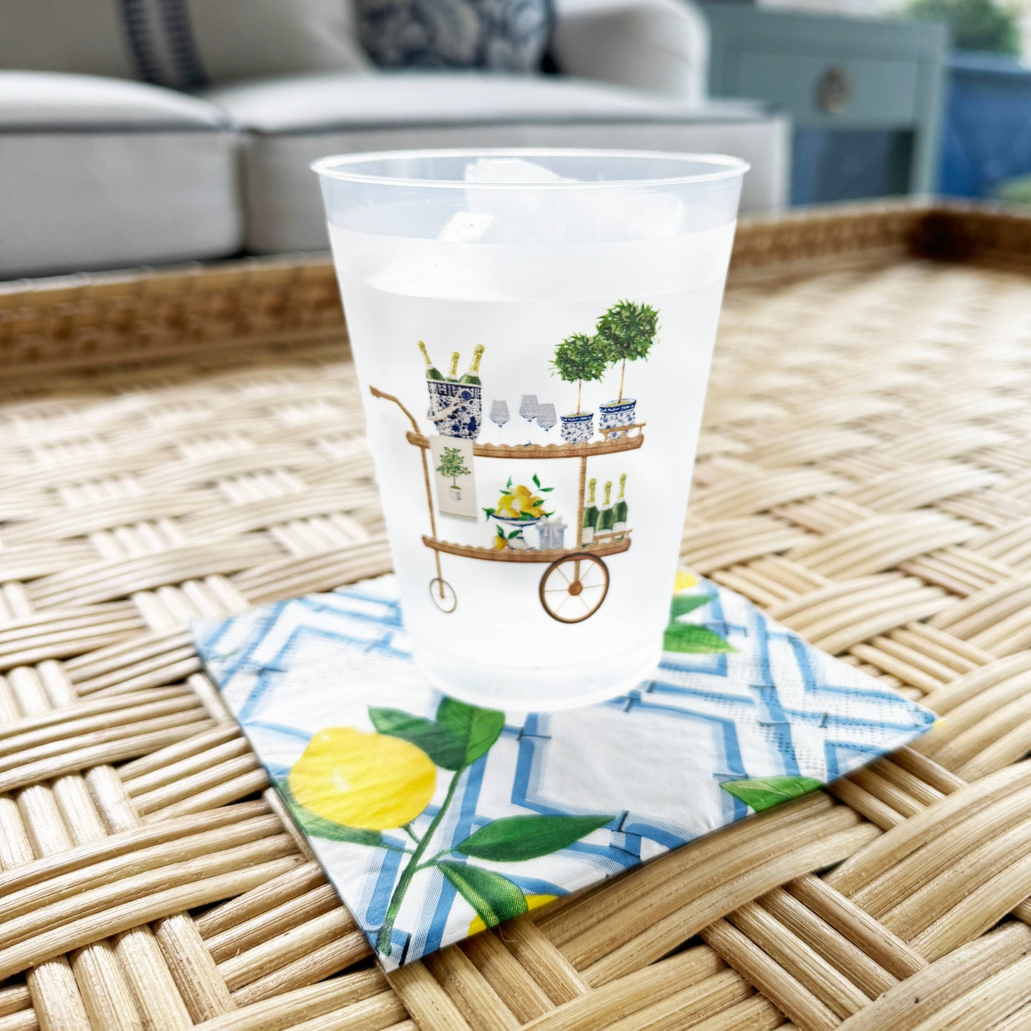 Bamboo Lemon Print Cocktail Napkins | Pack of 20