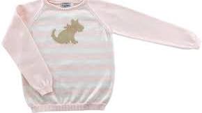 Dog Striped Sweater - Pink