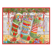 Stockings on the Mantle Advent Calendar Greeting Card - 1 Card & 1 Envelope