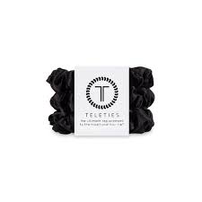 Jet Black Small Silk Scrunchies - Small