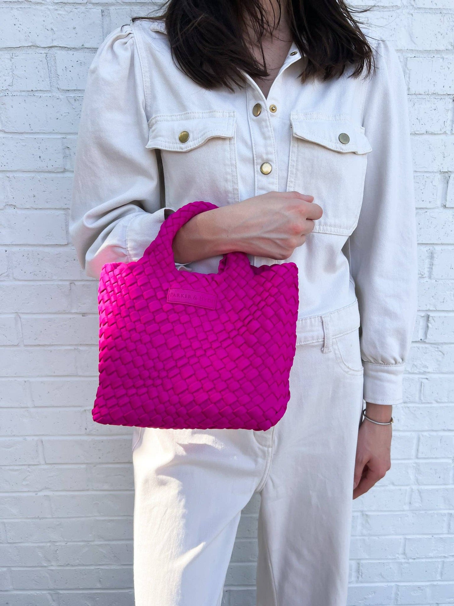 Mini Woven Tote - Berry
