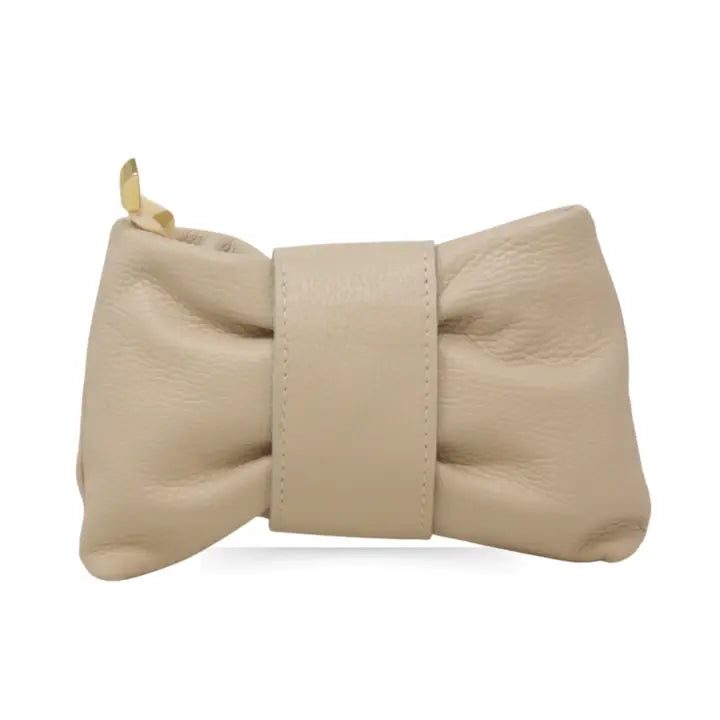 GENUINE ITALIAN LEATHER CLUTCH, TOP HANDLE AND CROSSBODY BAG - Beige
