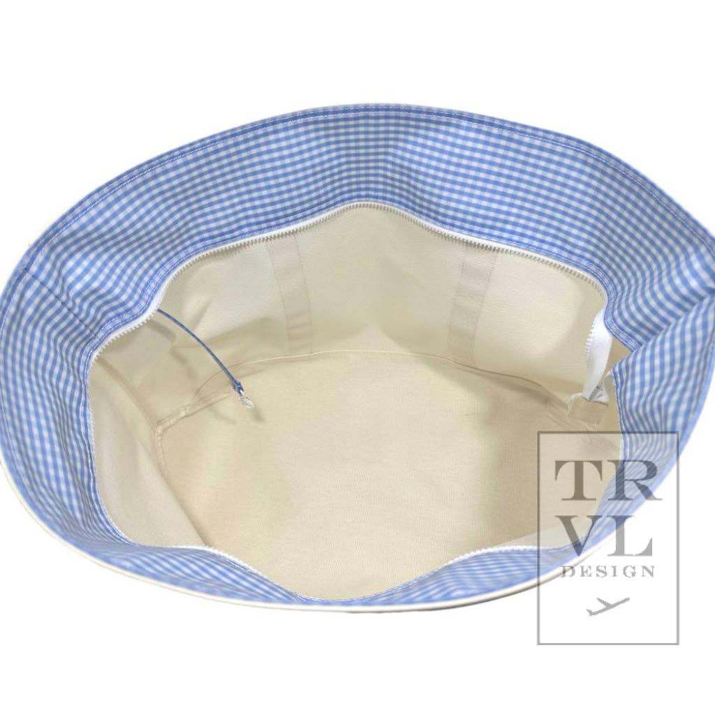 Maxi Tote - Coated Canvas Large Natural With Gingham Sky