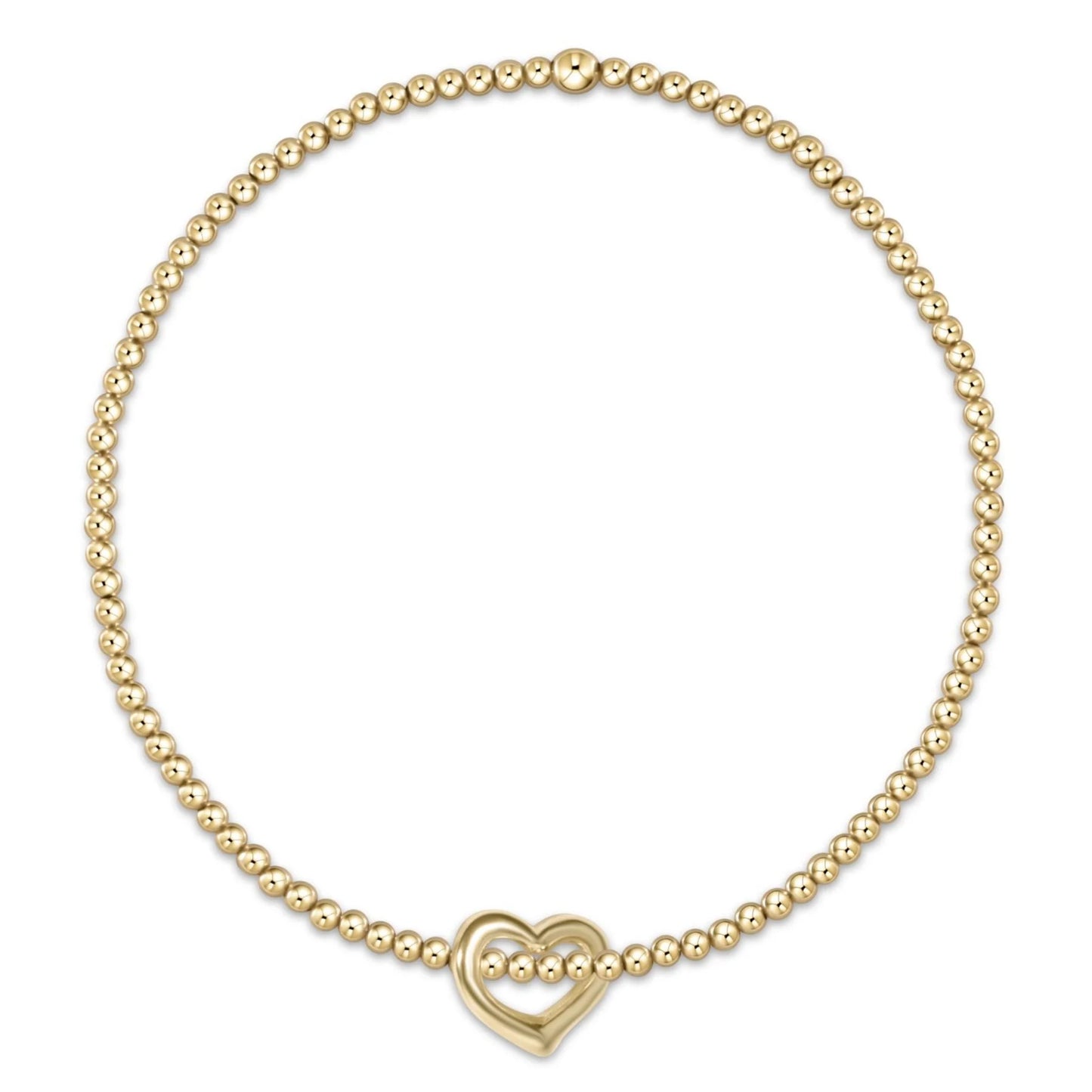 Egirl Classic Gold 2mm Bead Bracelet- Love Small Gold Charm