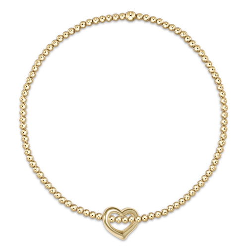 Classic Gold 2mm Bead Bracelet - Love Gold Charm