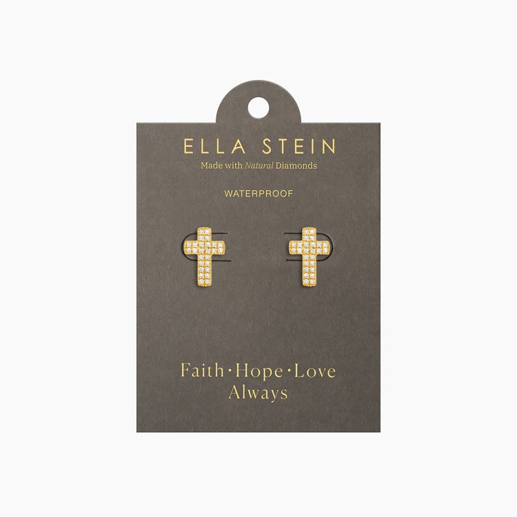 Gold Small Cross Stud Earrings